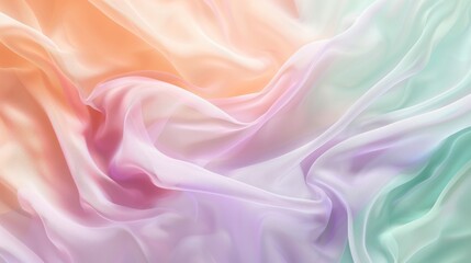 Obraz premium A pastel background with gentle waves of color blending lavender, mint, and peach