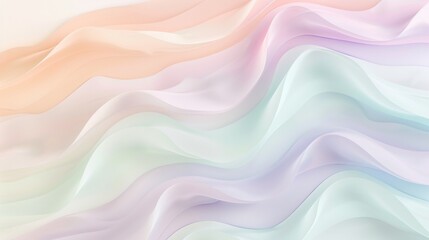 Obraz premium A pastel background with gentle waves of color blending lavender, mint, and peach