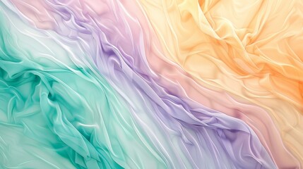 Obraz premium A pastel background with gentle waves of color blending lavender, mint, and peach
