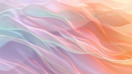 Fototapeta premium A pastel background with gentle waves of color blending lavender, mint, and peach