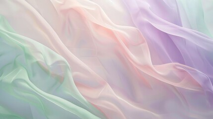 Obraz premium A pastel background with gentle waves of color blending lavender, mint, and peach