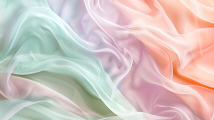 Obraz premium A pastel background with gentle waves of color blending lavender, mint, and peach