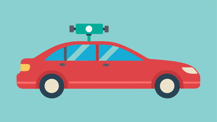 Vehicle with Modified Mirrors A side view of a sedan equipped with extended side mirrors and camera monitors enhancing visibility for drivers with limited neck movement.