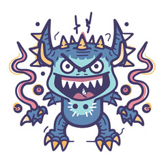 Vibrant Cartoon Monster with Sharp Spikes