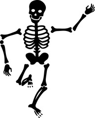Skeleton clip art design on plain white transparent isolated background for card, shirt, hoodie, sweatshirt, apparel, card, tag, mug, icon, poster or badge