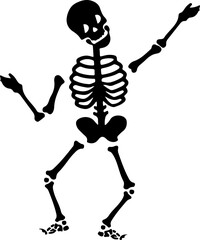 Skeleton clip art design on plain white transparent isolated background for card, shirt, hoodie, sweatshirt, apparel, card, tag, mug, icon, poster or badge