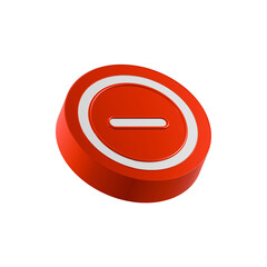 minus deleted icon 3d red color