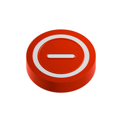 minus deleted icon 3d red color