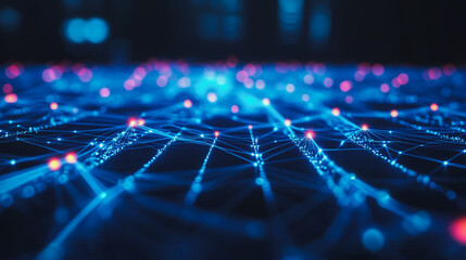 abstract business connection of line from nail node to node on world map background Innovation network points Earth's surface