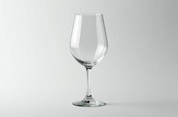 Elegant empty wine glass on a white background, perfect for culinary presentations, wine tastings, and sophisticated dining settings