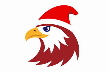 Eagle  with Santa Claus hats isolatedon white,vector new year elements for christmas design