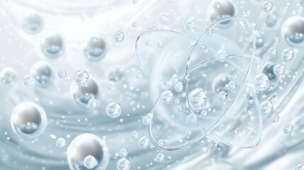 Abstract depiction of bubbles and a swirling background, symbolizing fluidity and motion.