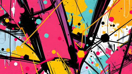 Obraz premium Vibrant abstract graffiti art style background with dynamic shapes and bold colors. Generative AI