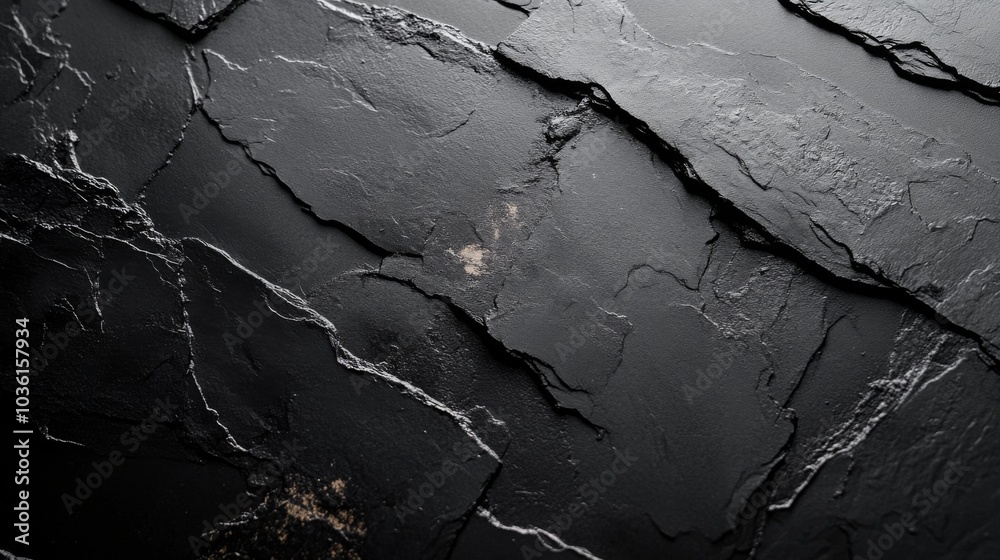 Aufkleber textured black slate stone exhibits intricate patterns and natural veining, emphasizing its geologic