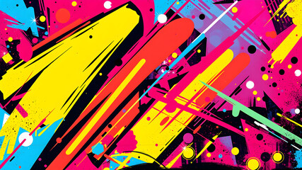 Vibrant abstract graffiti art style background with dynamic shapes and bold colors. Generative AI