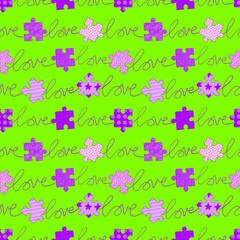 Cartoon kids game seamless puzzle pattern for wrapping paper and fabrics