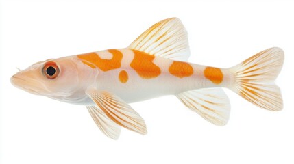 Escolar known for its distinct orange and white patterns displays its sleek body on a bright white surface highlighting its natural beauty and unique traits.