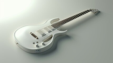 Obraz premium 3D illustration of a beautifully detailed guitar, with pastel tones on a light background, capturing an elegant feel for music themes