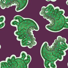 Cartoon animals seamless dinosaur pattern for wrapping paper and fabrics