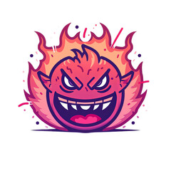 Fiery Cartoon Character with Bold Expressions