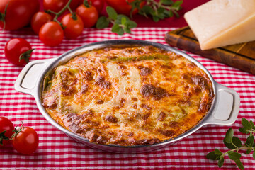 Delicious Homemade Italian Lasagna With Fresh Tomatoes and Cheese