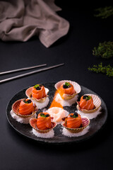 Elegant Gourmet Plated Salmon Appetizer with Caviar Topping