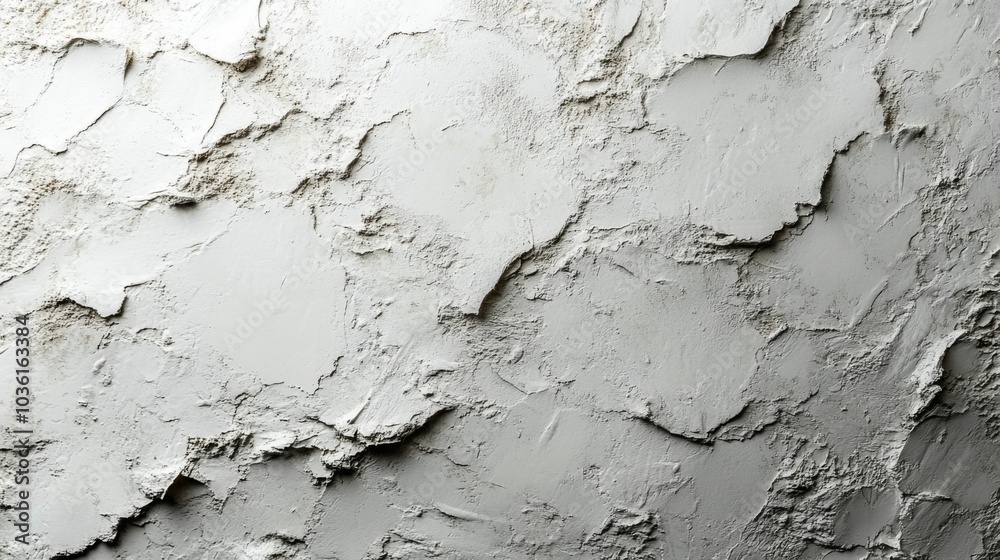 Poster The textured wall features an uneven plaster finish with shades of gray, creating a modern aesthetic in an interior setting. The design adds depth and character to the space.