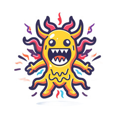 Vibrant Cartoon Monster with Colorful Flames
