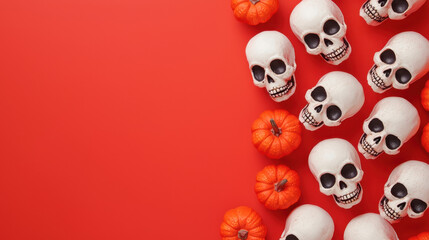 Spooky celebration a festive arrangement of skulls and pumpkins perfect for halloween decor and themed parties