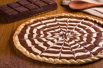 Delicious Chocolate Swirl Dessert With Rich Creamy Topping