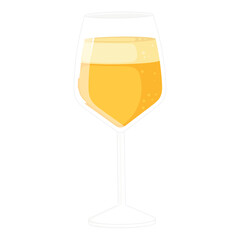 Full wine glass filled with sparkling beverage, Vector