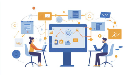 Marketing automation helps businesses attract potential customers, gather their information, and streamline the marketing process. This illustration shows how it works.