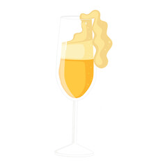 Overflowing champagne glass with foam, Vector