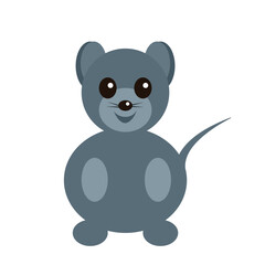 Beautiful gray vector illustration of funny mouse isolated on a white background