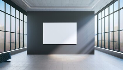 Obraz premium Clean gallery interior with blank poster display in modern room. 3D Rendering