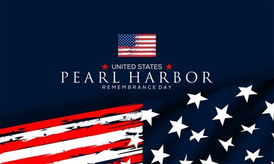 Pearl Harbour Rememberence Day  with US flag , vektor background banner .