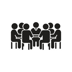 Group Discussion at Office Silhouette, Group Meeting at Office, Meeting Silhouette.