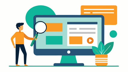 Visual Aid with Magnifying Software A computer monitor displaying a webpage with large zoomedin text as a person uses a mouse to navigate depicting visual accessibility tools.