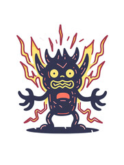 Cartoon Character with Electric Energy Power