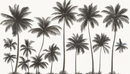 Silhouetted palm trees against a soft background during sunset