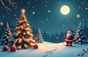 Winter background. Merry Christmas and Happy New Year greeting card with copy space.