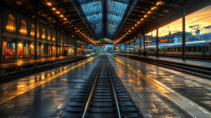 Obraz premium The central train station in Zurich, Switzerland. You're looking at the platform.