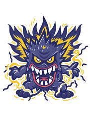 Colorful Cartoon Monster with Spiky Hair and Expression