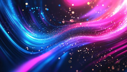 Obraz premium Colorful abstract waves of light and sparkles in a dynamic digital landscape