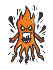 Angry Fire Monster Illustration