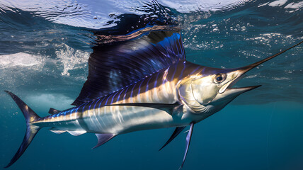 Sailfish swimming in ocean water