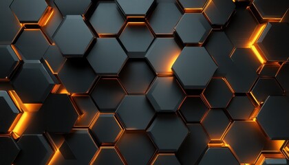 Hexagonal pattern with glowing edges in dark tones for modern design purposes