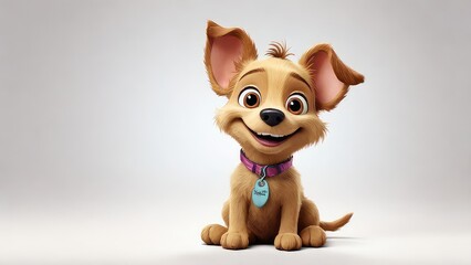 A cartoonstyle single Pawtrick Swayze dog with big eyes cute cartoon funny isolated on a plain white background