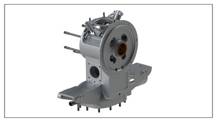 3D Rendered Rear Crankcase for Wright P-1 Cyclone Engine - High Precision Aerospace Component