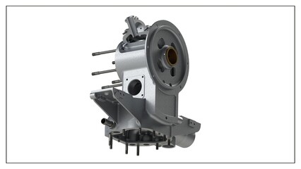 3D Rendered Rear Crankcase for Wright P-1 Cyclone Engine - High Precision Aerospace Component